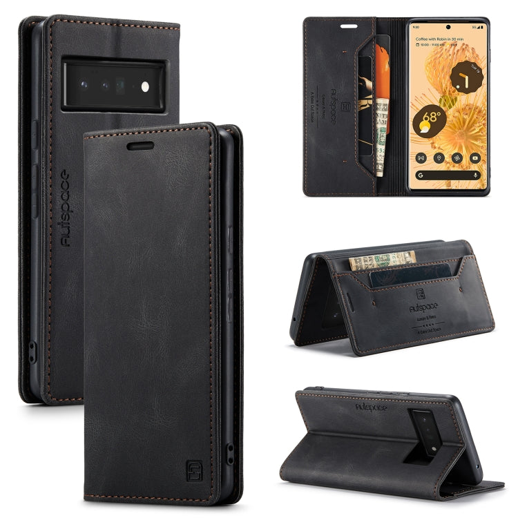 For Google Pixel 6 Pro AutSpace A01 Retro Skin-feel Crazy Horse Texture Horizontal Flip Leather Case with Holder & Card Slots & Wallet & RFID