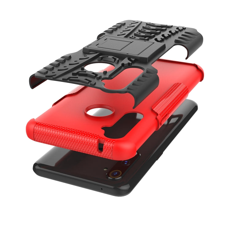 For OPPO Realme 5 Pro Tire Texture Shockproof TPU+PC Protective Case with Holder