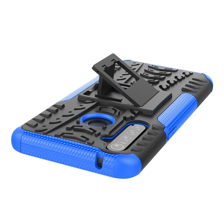For OPPO Realme 5 Pro Tire Texture Shockproof TPU+PC Protective Case with Holder