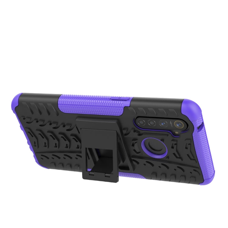 For OPPO Realme 5 Pro Tire Texture Shockproof TPU+PC Protective Case with Holder