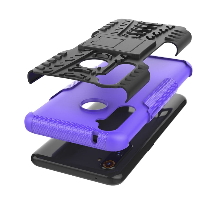 For OPPO Realme 5 Pro Tire Texture Shockproof TPU+PC Protective Case with Holder