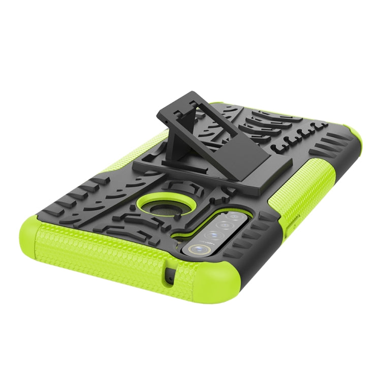 For OPPO Realme 5 Pro Tire Texture Shockproof TPU+PC Protective Case with Holder