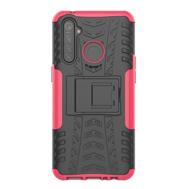 For OPPO Realme 5 Pro Tire Texture Shockproof TPU+PC Protective Case with Holder