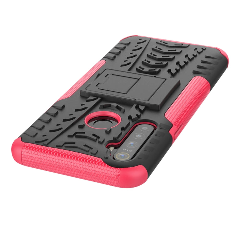 For OPPO Realme 5 Tire Texture Shockproof TPU+PC Protective Case with Holder