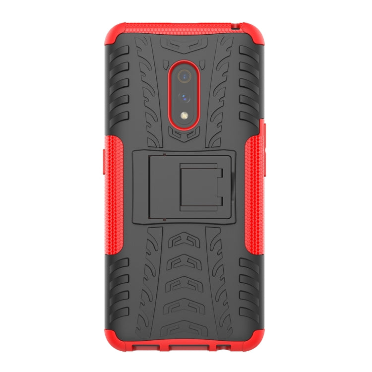 For OPPO Realme X Tire Texture Shockproof TPU+PC Protective Case with Holder