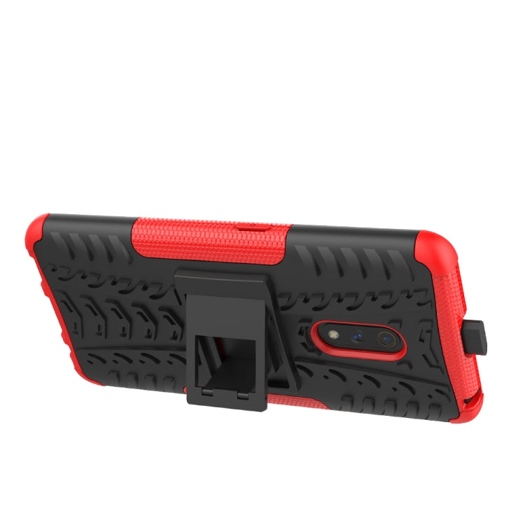 For OPPO Realme X Tire Texture Shockproof TPU+PC Protective Case with Holder