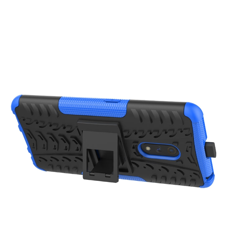 For OPPO Realme X Tire Texture Shockproof TPU+PC Protective Case with Holder