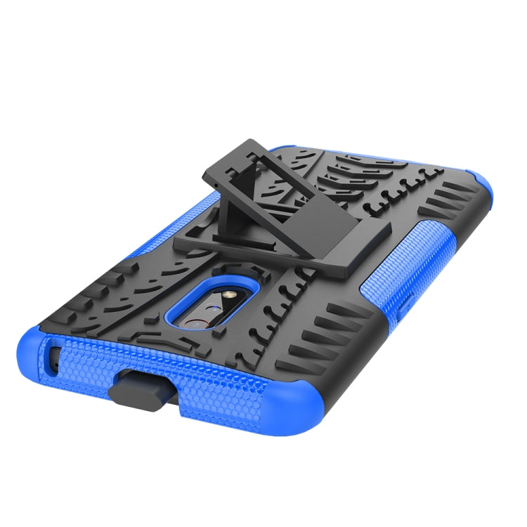 For OPPO Realme X Tire Texture Shockproof TPU+PC Protective Case with Holder