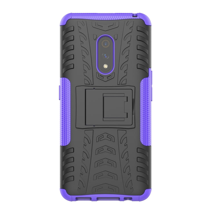 For OPPO Realme X Tire Texture Shockproof TPU+PC Protective Case with Holder