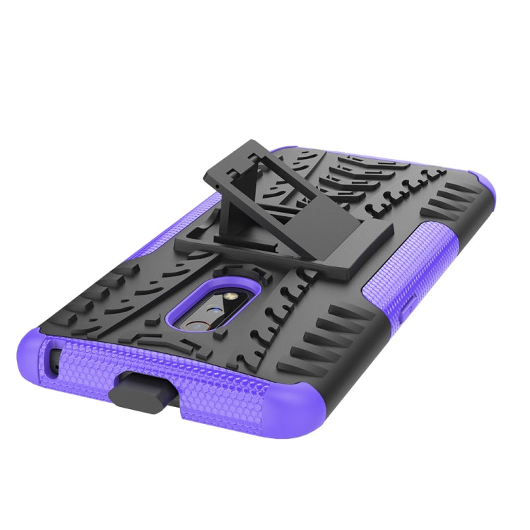 For OPPO Realme X Tire Texture Shockproof TPU+PC Protective Case with Holder