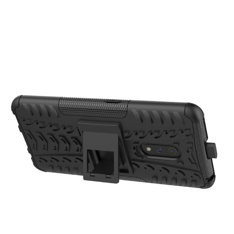 For OPPO Realme X Tire Texture Shockproof TPU+PC Protective Case with Holder
