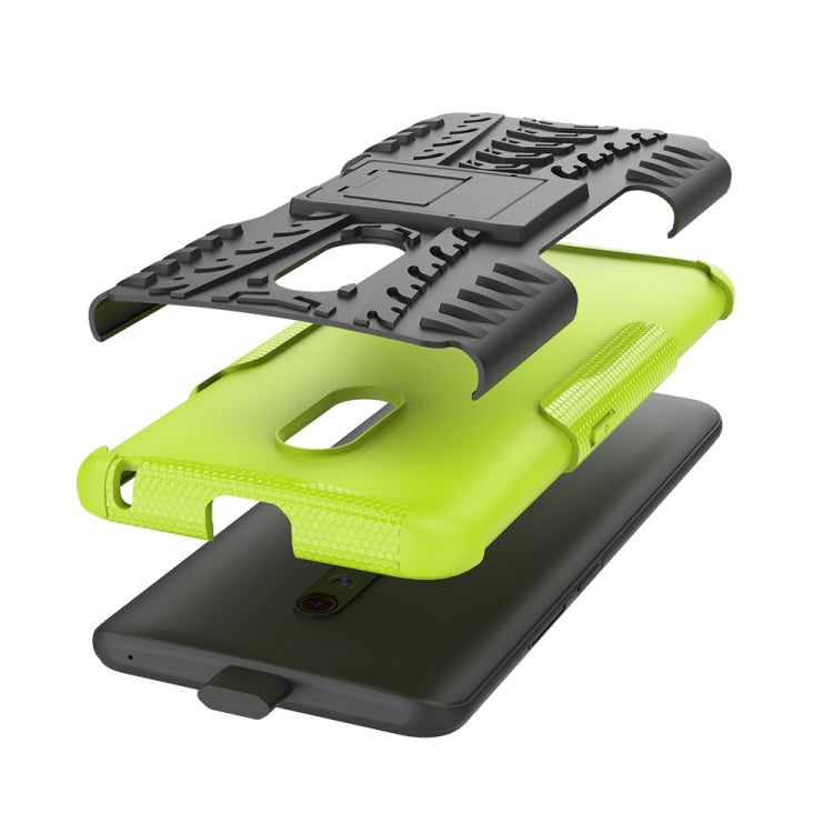 For OPPO Realme X Tire Texture Shockproof TPU+PC Protective Case with Holder