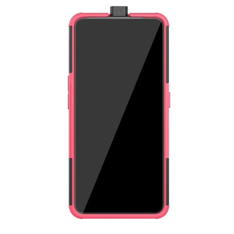 For OPPO Realme X Tire Texture Shockproof TPU+PC Protective Case with Holder