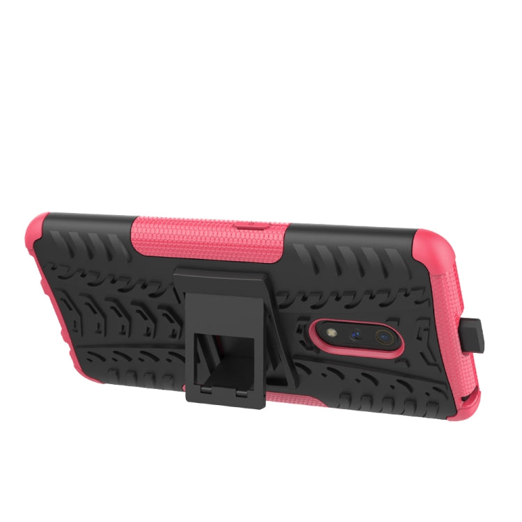 For OPPO Realme X Tire Texture Shockproof TPU+PC Protective Case with Holder