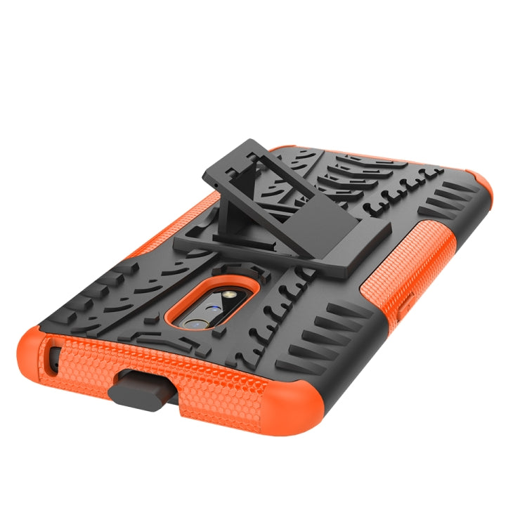 For OPPO Realme X Tire Texture Shockproof TPU+PC Protective Case with Holder