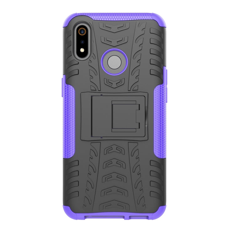 For OPPO Realme 3 Tire Texture Shockproof TPU+PC Protective Case with Holder
