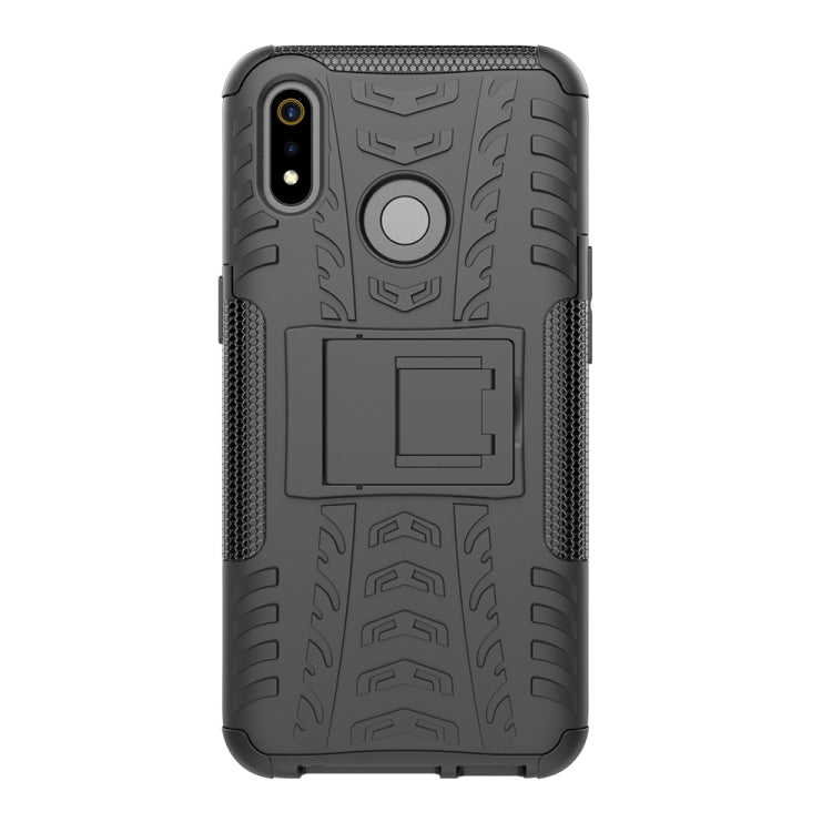 For OPPO Realme 3 Tire Texture Shockproof TPU+PC Protective Case with Holder
