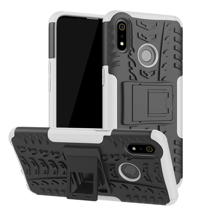 For OPPO Realme 3 Tire Texture Shockproof TPU+PC Protective Case with Holder