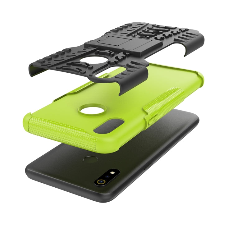 For OPPO Realme 3 Tire Texture Shockproof TPU+PC Protective Case with Holder