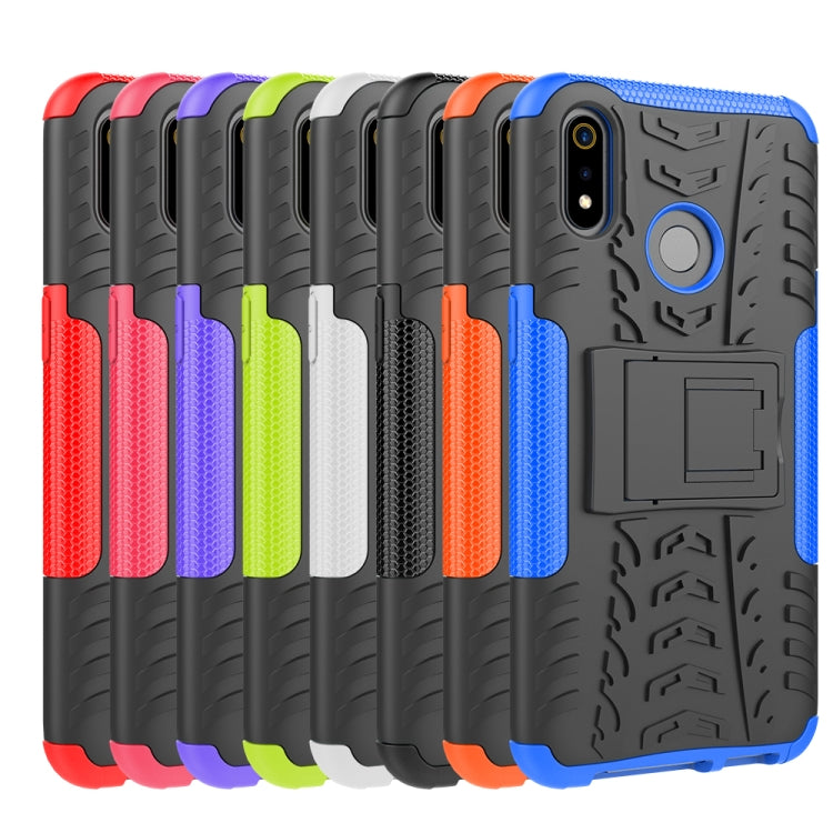 For OPPO Realme 3 Tire Texture Shockproof TPU+PC Protective Case with Holder