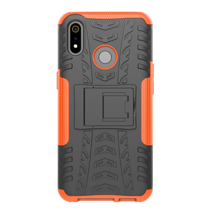 For OPPO Realme 3 Tire Texture Shockproof TPU+PC Protective Case with Holder