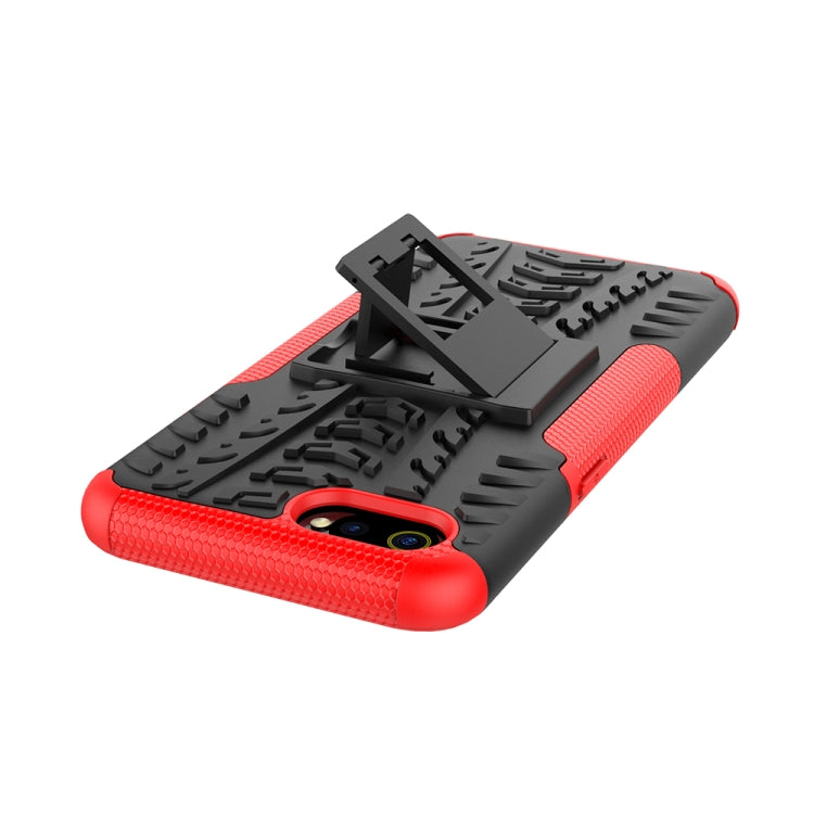 For OPPO Realme C2 Tire Texture Shockproof TPU+PC Protective Case with Holder