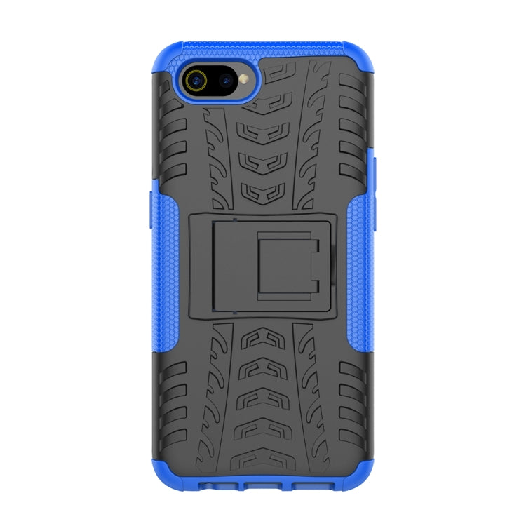 For OPPO Realme C2 Tire Texture Shockproof TPU+PC Protective Case with Holder