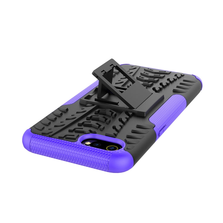 For OPPO Realme C2 Tire Texture Shockproof TPU+PC Protective Case with Holder