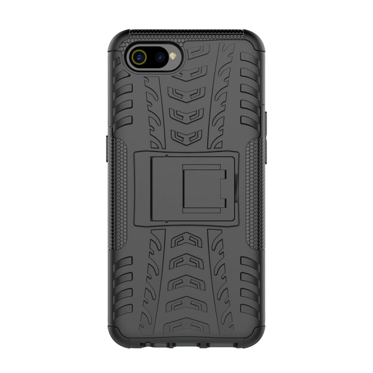 For OPPO Realme C2 Tire Texture Shockproof TPU+PC Protective Case with Holder