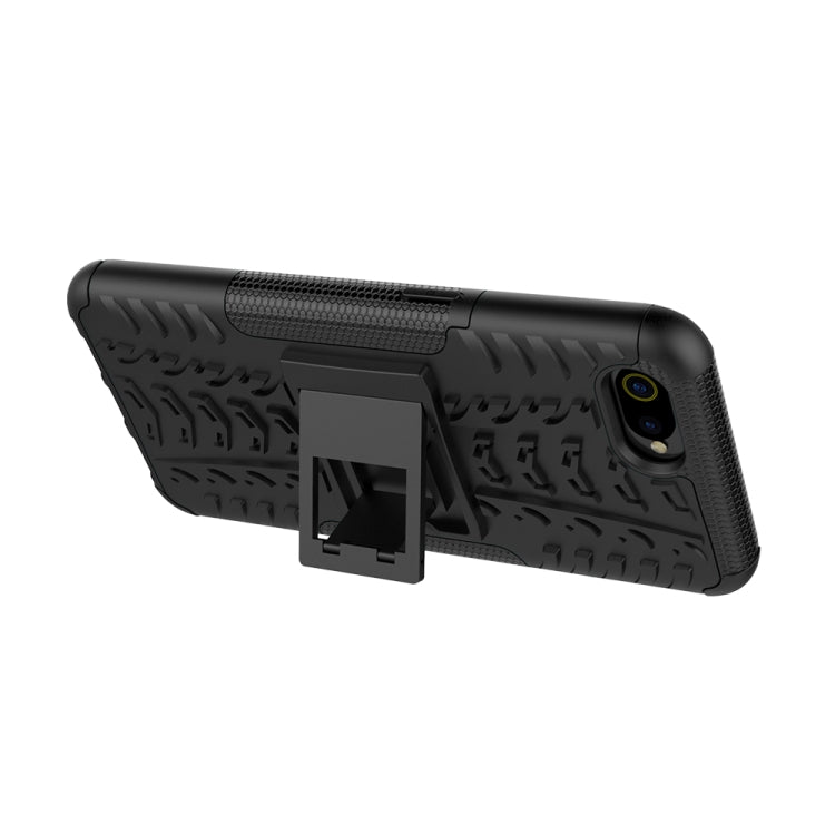 For OPPO Realme C2 Tire Texture Shockproof TPU+PC Protective Case with Holder