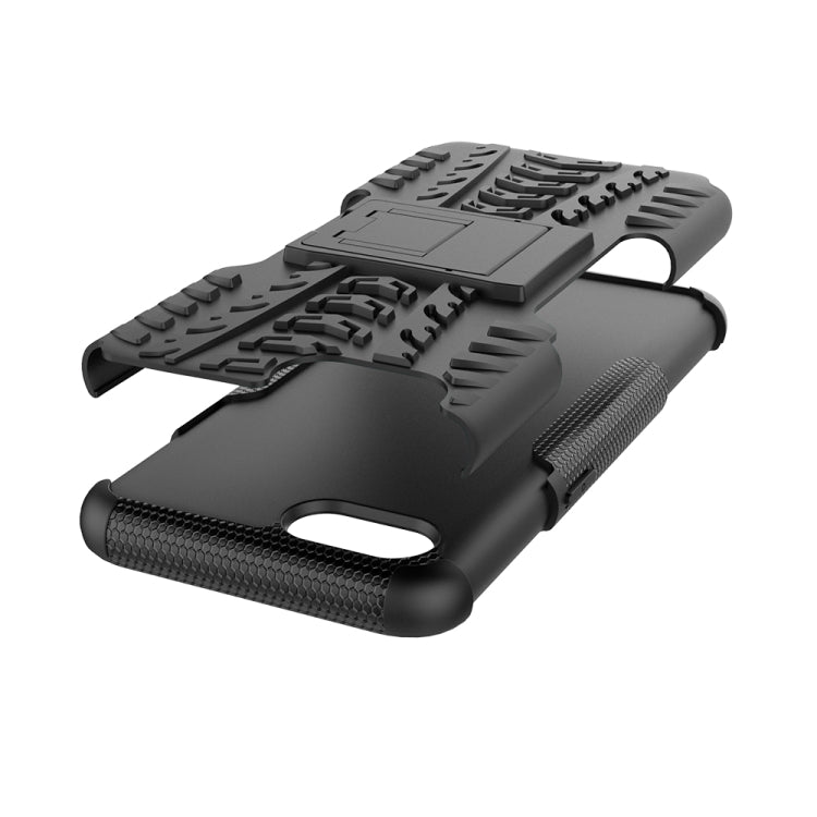 For OPPO Realme C2 Tire Texture Shockproof TPU+PC Protective Case with Holder