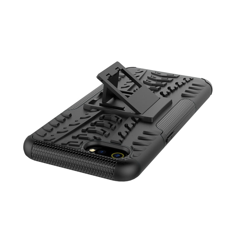 For OPPO Realme C2 Tire Texture Shockproof TPU+PC Protective Case with Holder