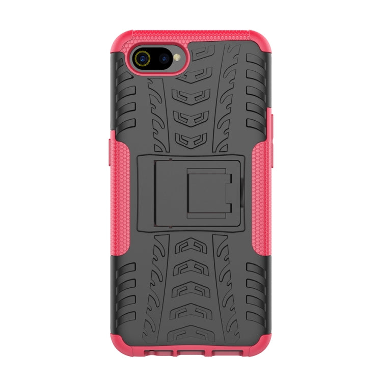 For OPPO Realme C2 Tire Texture Shockproof TPU+PC Protective Case with Holder
