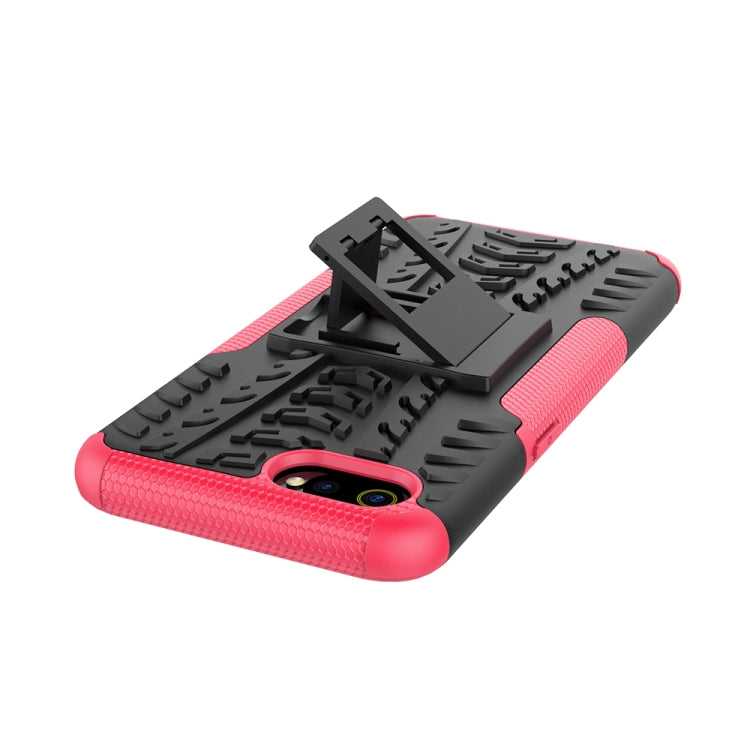 For OPPO Realme C2 Tire Texture Shockproof TPU+PC Protective Case with Holder