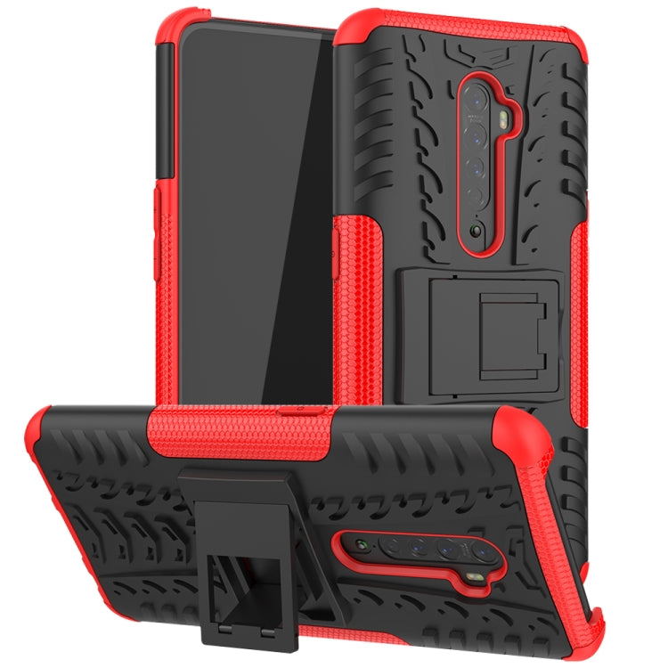 For OPPO Reno2 Tire Texture Shockproof TPU+PC Protective Case with Holder