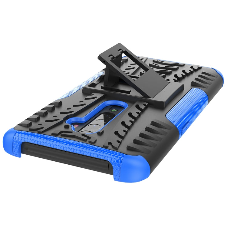 For OPPO Reno2 Tire Texture Shockproof TPU+PC Protective Case with Holder