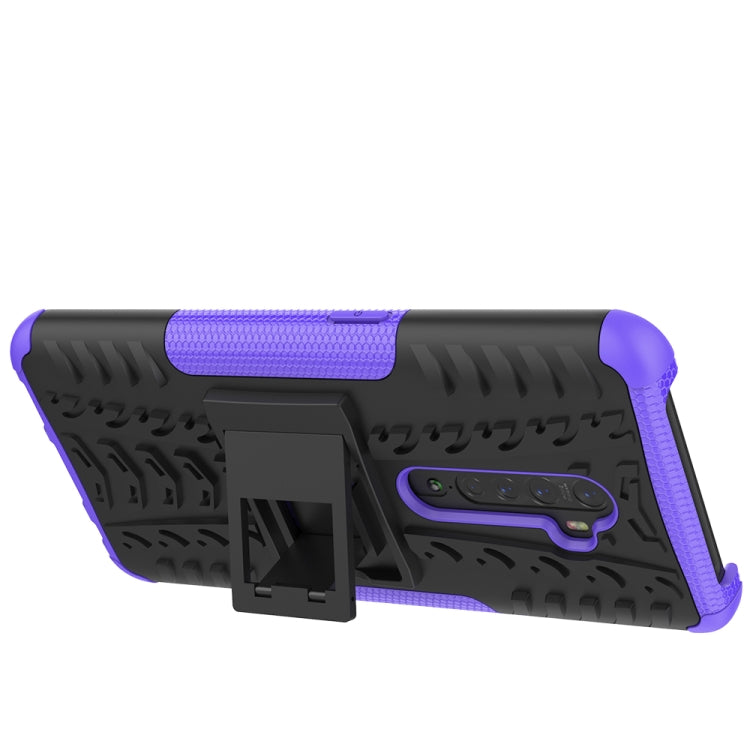 For OPPO Reno2 Tire Texture Shockproof TPU+PC Protective Case with Holder