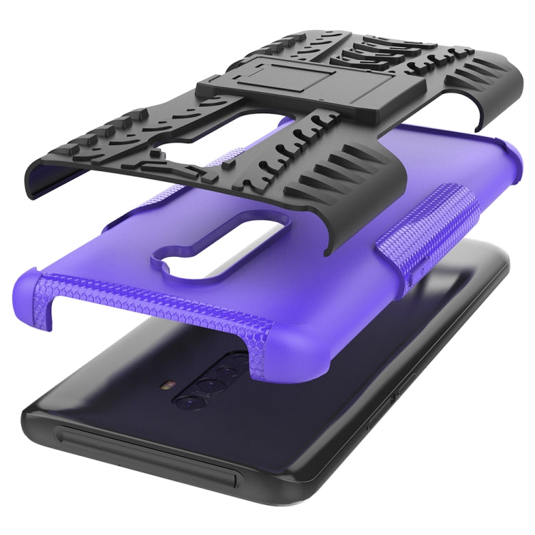 For OPPO Reno2 Tire Texture Shockproof TPU+PC Protective Case with Holder