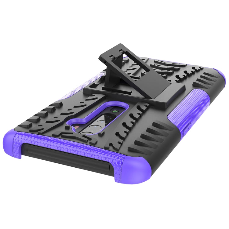 For OPPO Reno2 Tire Texture Shockproof TPU+PC Protective Case with Holder