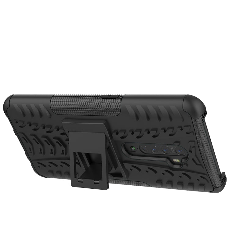 For OPPO Reno2 Tire Texture Shockproof TPU+PC Protective Case with Holder