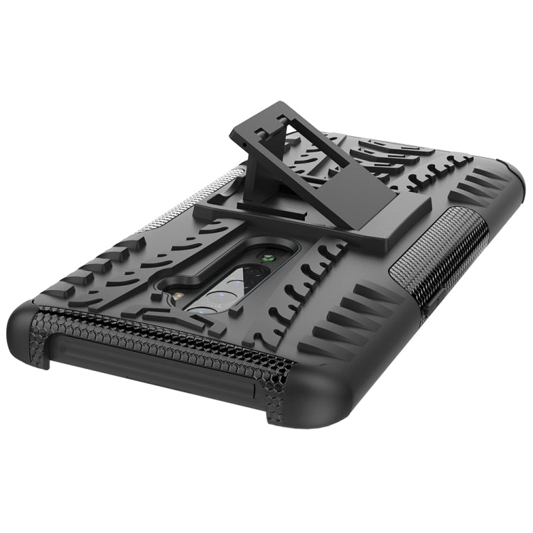 For OPPO Reno2 Tire Texture Shockproof TPU+PC Protective Case with Holder