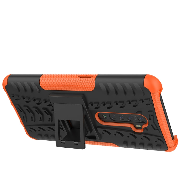 For OPPO Reno2 Tire Texture Shockproof TPU+PC Protective Case with Holder