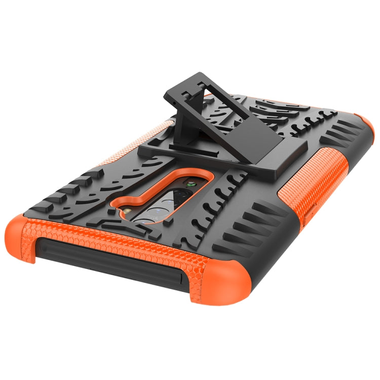 For OPPO Reno2 Tire Texture Shockproof TPU+PC Protective Case with Holder