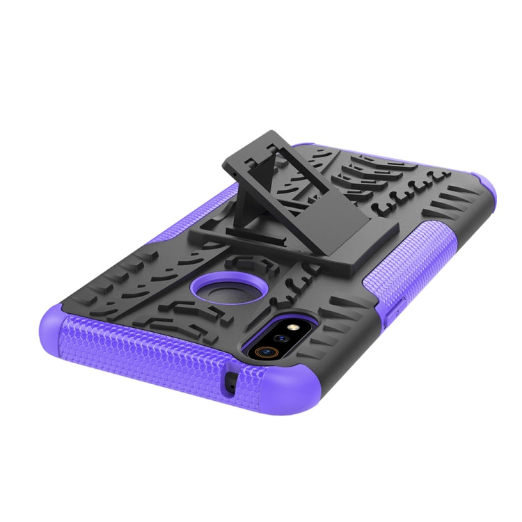 For OPPO Realme 3 Pro Tire Texture Shockproof TPU+PC Protective Case with Holder