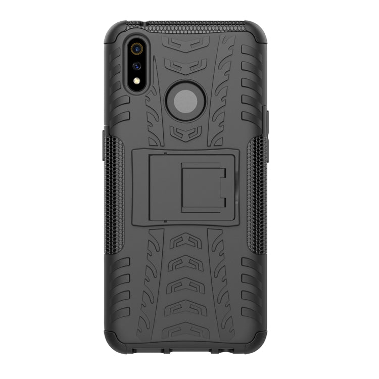 For OPPO Realme 3 Pro Tire Texture Shockproof TPU+PC Protective Case with Holder