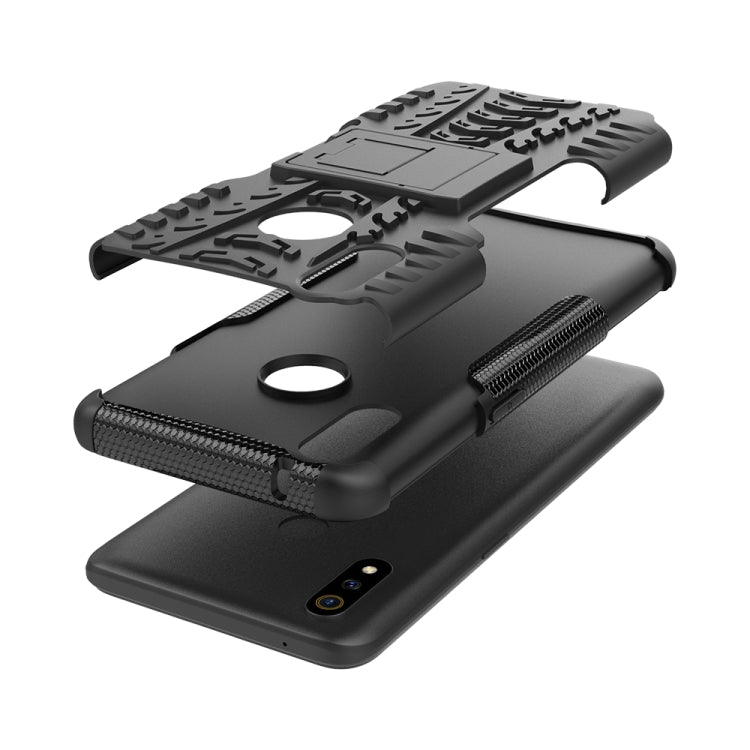 For OPPO Realme 3 Pro Tire Texture Shockproof TPU+PC Protective Case with Holder