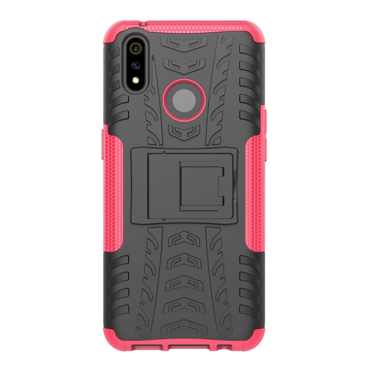 For OPPO Realme 3 Pro Tire Texture Shockproof TPU+PC Protective Case with Holder