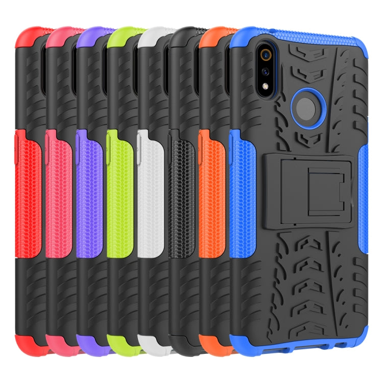 For OPPO Realme 3 Pro Tire Texture Shockproof TPU+PC Protective Case with Holder