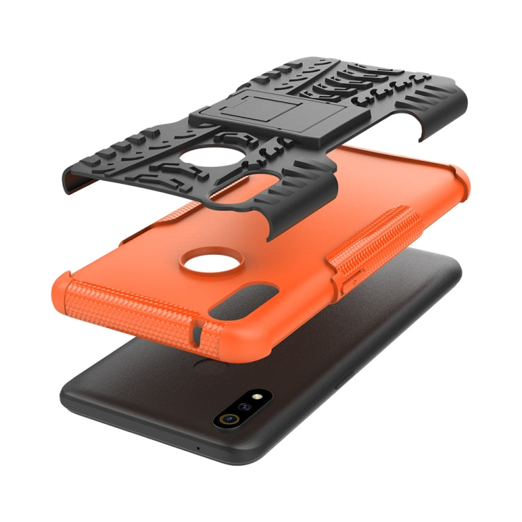 For OPPO Realme 3 Pro Tire Texture Shockproof TPU+PC Protective Case with Holder