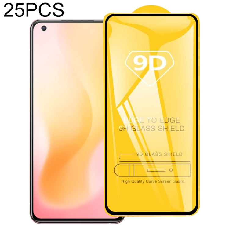 25 PCS 9D Full Glue Screen Tempered Glass Film For vivo X50 5G